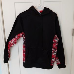 Black and Red Digital Camo Hoodie Small Sweatshirt